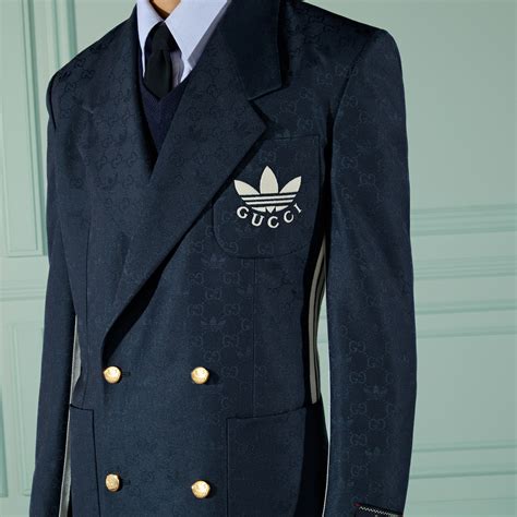 gucci adidas jacket blue|gucci monogram jacket men.